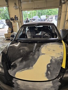 Technician installing glass
